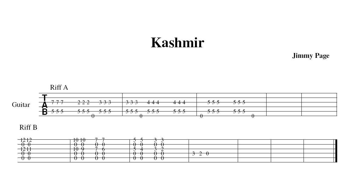 Kashmir Led Zeppelin Tabulatura